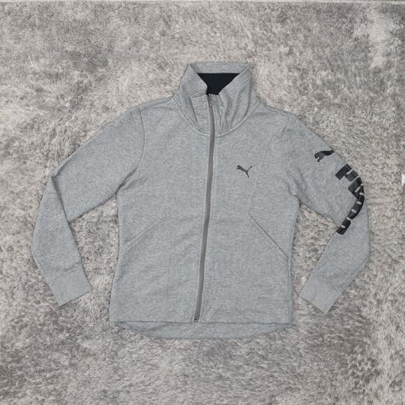 Puma Women's Size S Basic Jacket Gray Cotton Blend Zip Long Sleeve - Picture 1 of 8